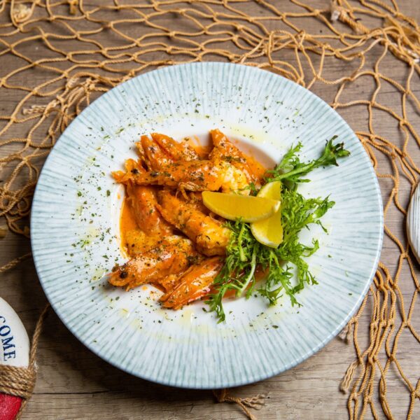 Creveti in Sos de Unt cu Usturoi